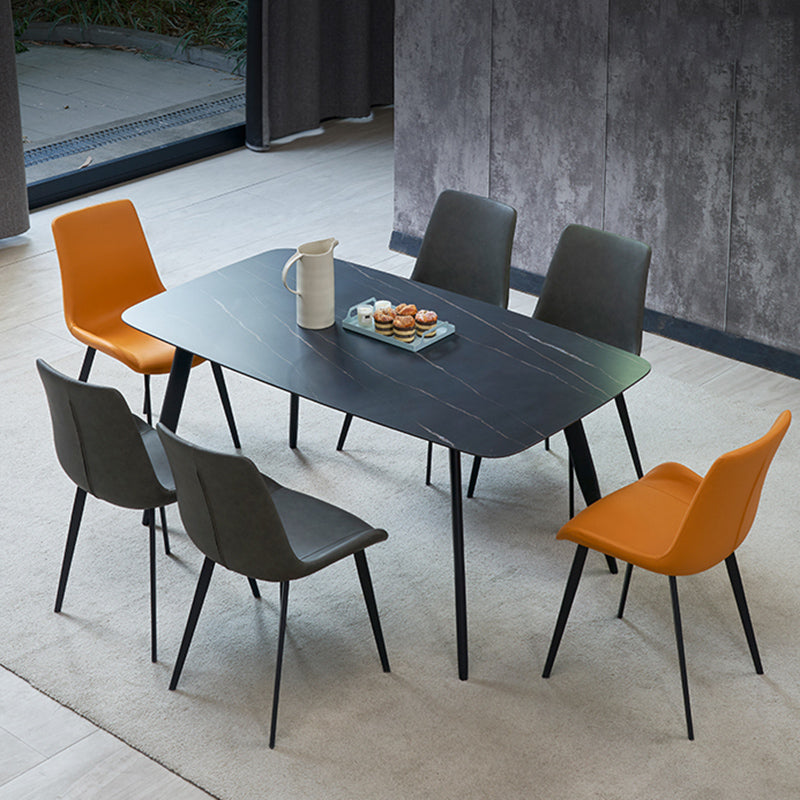 Metal Modern Dining Room Chair Metallic Finish Solid Back Dining Chair Clearhalo ' kitchen&dining_furn' 'Dining Chairs' 'Dining Tables & Seating' 'dining_chair' 'furn' 'furn_dining_chair' 'Furniture' 'furniture_dining_chair' 'Kitchen & Dining Furniture' 'kitchen' 3671480