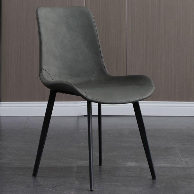 Metal Modern Dining Room Chair Metallic Finish Solid Back Dining Chair Grey 1 Piece Clearhalo ' kitchen&dining_furn' 'Dining Chairs' 'Dining Tables & Seating' 'dining_chair' 'furn' 'furn_dining_chair' 'Furniture' 'furniture_dining_chair' 'Kitchen & Dining Furniture' 'kitchen' 3671482