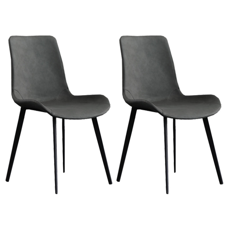 Metal Modern Dining Room Chair Metallic Finish Solid Back Dining Chair Grey 2 Piece Set Clearhalo ' kitchen&dining_furn' 'Dining Chairs' 'Dining Tables & Seating' 'dining_chair' 'furn' 'furn_dining_chair' 'Furniture' 'furniture_dining_chair' 'Kitchen & Dining Furniture' 'kitchen' 3671484