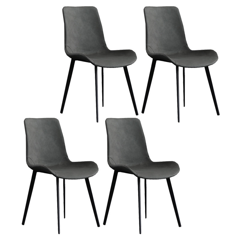 Metal Modern Dining Room Chair Metallic Finish Solid Back Dining Chair Grey 4 Piece Set Clearhalo ' kitchen&dining_furn' 'Dining Chairs' 'Dining Tables & Seating' 'dining_chair' 'furn' 'furn_dining_chair' 'Furniture' 'furniture_dining_chair' 'Kitchen & Dining Furniture' 'kitchen' 3671485