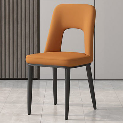 Home Scandinavian Side Chair Open Back Metal Upholstered Dining Room Chair Orange 1 Piece Clearhalo ' kitchen&dining_furn' 'Dining Chairs' 'Dining Tables & Seating' 'dining_chair' 'furn' 'furn_dining_chair' 'Furniture' 'furniture_dining_chair' 'Kitchen & Dining Furniture' 'kitchen' 3671490