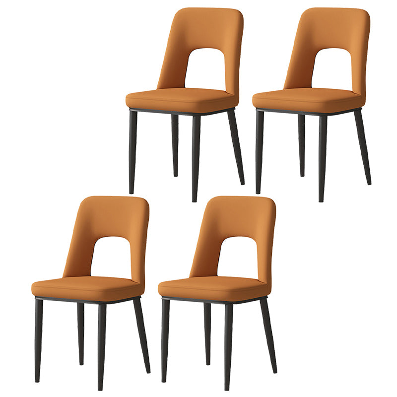 Home Scandinavian Side Chair Open Back Metal Upholstered Dining Room Chair Orange 4 Piece Set Clearhalo ' kitchen&dining_furn' 'Dining Chairs' 'Dining Tables & Seating' 'dining_chair' 'furn' 'furn_dining_chair' 'Furniture' 'furniture_dining_chair' 'Kitchen & Dining Furniture' 'kitchen' 3671493