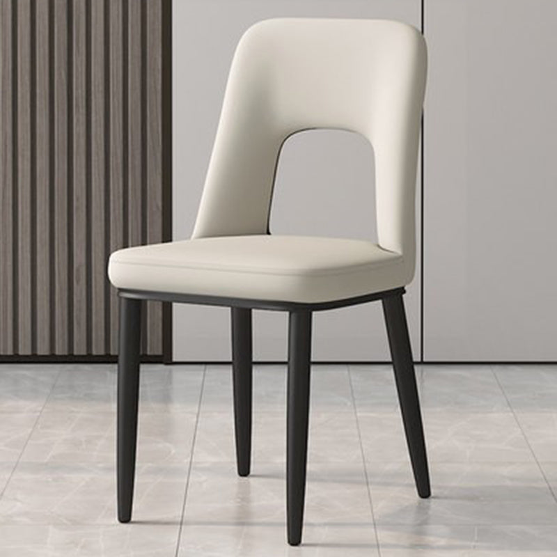 Home Scandinavian Side Chair Open Back Metal Upholstered Dining Room Chair Off-White 1 Piece Clearhalo ' kitchen&dining_furn' 'Dining Chairs' 'Dining Tables & Seating' 'dining_chair' 'furn' 'furn_dining_chair' 'Furniture' 'furniture_dining_chair' 'Kitchen & Dining Furniture' 'kitchen' 3671496
