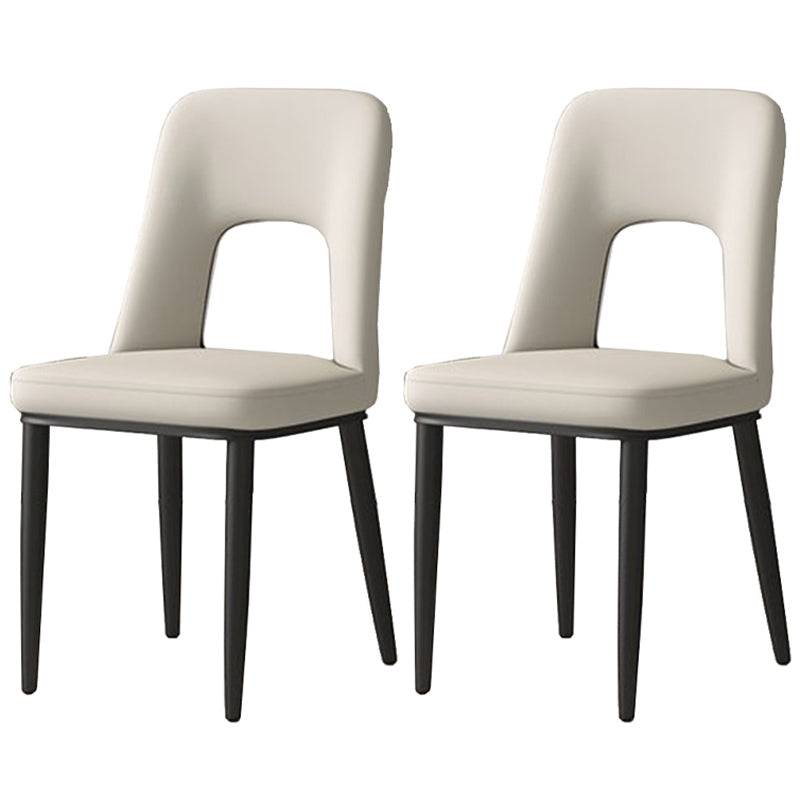 Home Scandinavian Side Chair Open Back Metal Upholstered Dining Room Chair Off-White 2 Piece Set Clearhalo ' kitchen&dining_furn' 'Dining Chairs' 'Dining Tables & Seating' 'dining_chair' 'furn' 'furn_dining_chair' 'Furniture' 'furniture_dining_chair' 'Kitchen & Dining Furniture' 'kitchen' 3671497