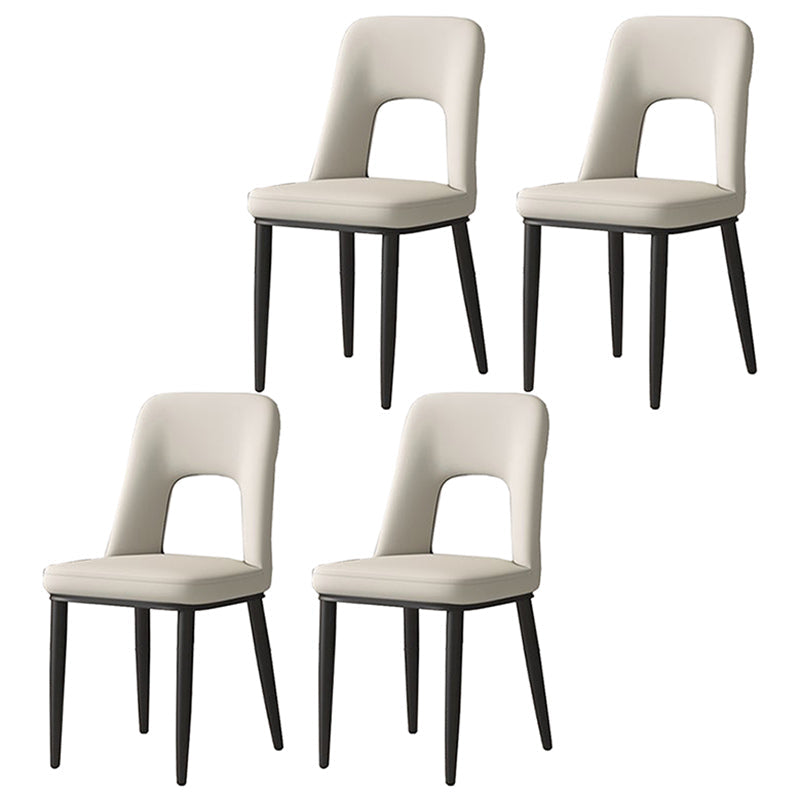 Home Scandinavian Side Chair Open Back Metal Upholstered Dining Room Chair Off-White 4 Piece Set Clearhalo ' kitchen&dining_furn' 'Dining Chairs' 'Dining Tables & Seating' 'dining_chair' 'furn' 'furn_dining_chair' 'Furniture' 'furniture_dining_chair' 'Kitchen & Dining Furniture' 'kitchen' 3671499