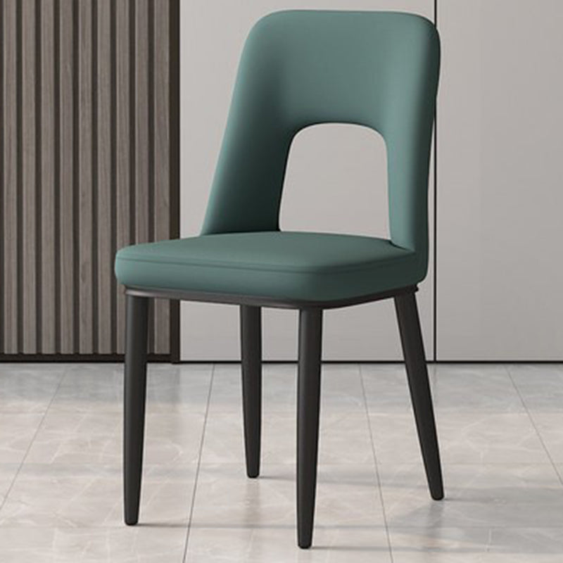 Home Scandinavian Side Chair Open Back Metal Upholstered Dining Room Chair Blackish Green 1 Piece Clearhalo ' kitchen&dining_furn' 'Dining Chairs' 'Dining Tables & Seating' 'dining_chair' 'furn' 'furn_dining_chair' 'Furniture' 'furniture_dining_chair' 'Kitchen & Dining Furniture' 'kitchen' 3671508