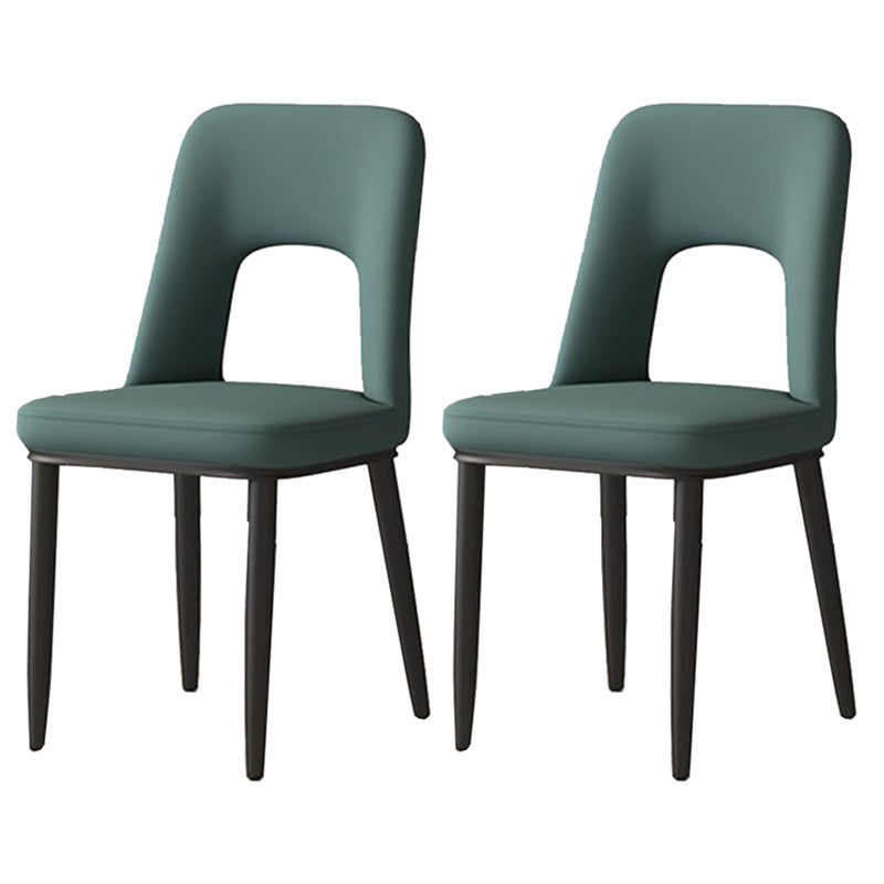 Home Scandinavian Side Chair Open Back Metal Upholstered Dining Room Chair Blackish Green 2 Piece Set Clearhalo ' kitchen&dining_furn' 'Dining Chairs' 'Dining Tables & Seating' 'dining_chair' 'furn' 'furn_dining_chair' 'Furniture' 'furniture_dining_chair' 'Kitchen & Dining Furniture' 'kitchen' 3671510