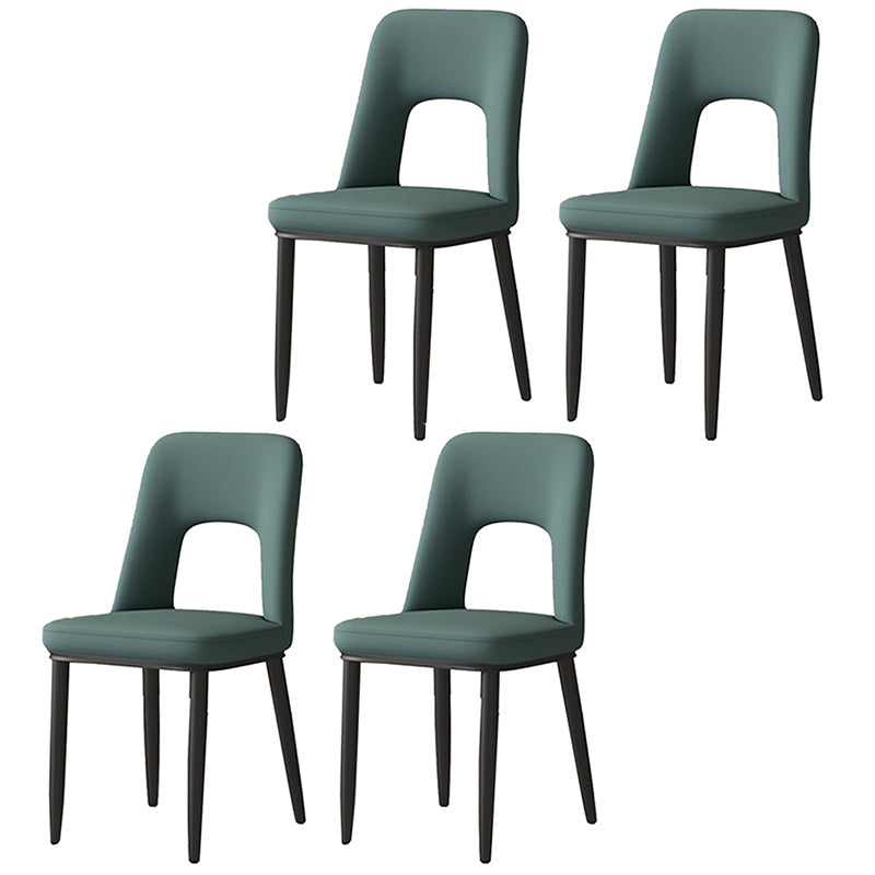 Home Scandinavian Side Chair Open Back Metal Upholstered Dining Room Chair Blackish Green 4 Piece Set Clearhalo ' kitchen&dining_furn' 'Dining Chairs' 'Dining Tables & Seating' 'dining_chair' 'furn' 'furn_dining_chair' 'Furniture' 'furniture_dining_chair' 'Kitchen & Dining Furniture' 'kitchen' 3671512