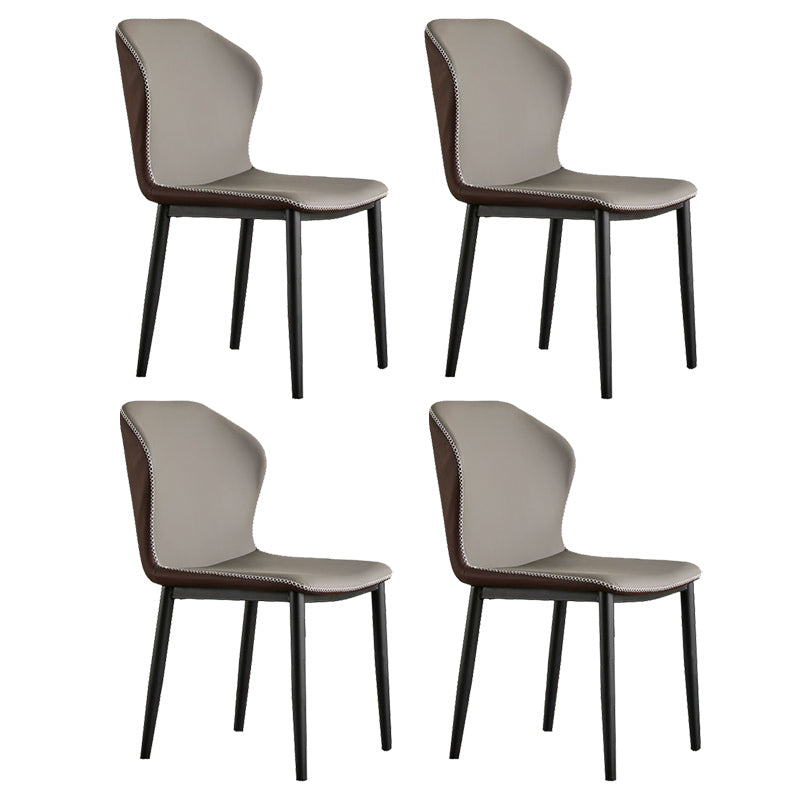Contemporary Side Metal Frame Chair 17" Wide Parsons Dining Chair for Home Dark Gray 4 Piece Set Clearhalo ' kitchen&dining_furn' 'Dining Chairs' 'Dining Tables & Seating' 'dining_chair' 'furn' 'furn_dining_chair' 'Furniture' 'furniture_dining_chair' 'Kitchen & Dining Furniture' 'kitchen' 3671518