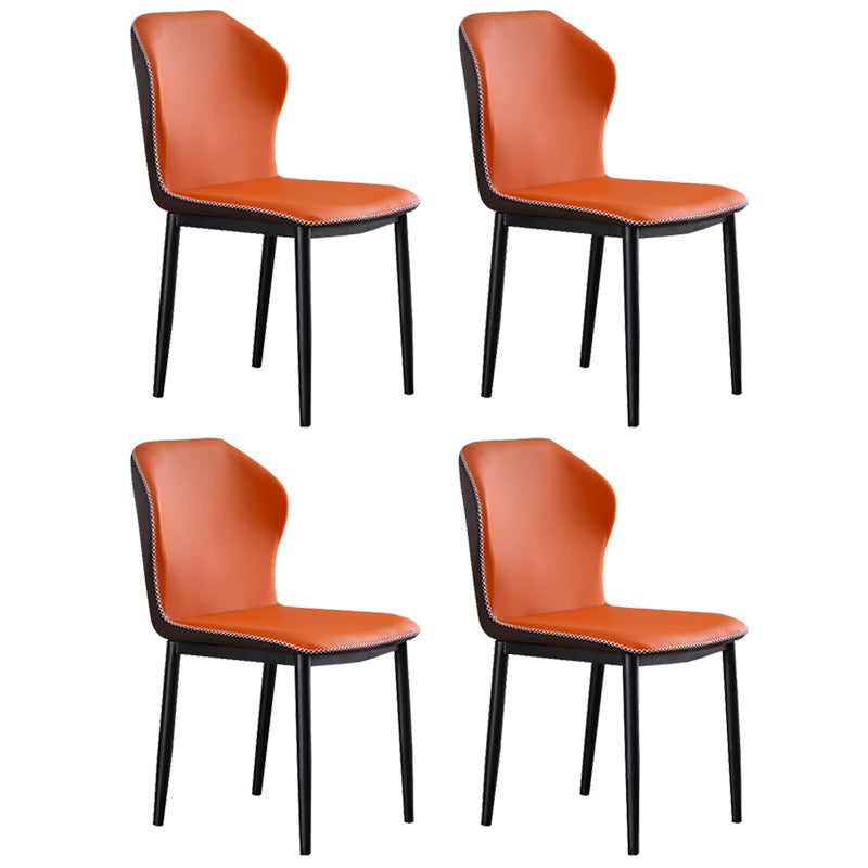 Contemporary Side Metal Frame Chair 17" Wide Parsons Dining Chair for Home Orange 4 Piece Set Clearhalo ' kitchen&dining_furn' 'Dining Chairs' 'Dining Tables & Seating' 'dining_chair' 'furn' 'furn_dining_chair' 'Furniture' 'furniture_dining_chair' 'Kitchen & Dining Furniture' 'kitchen' 3671526