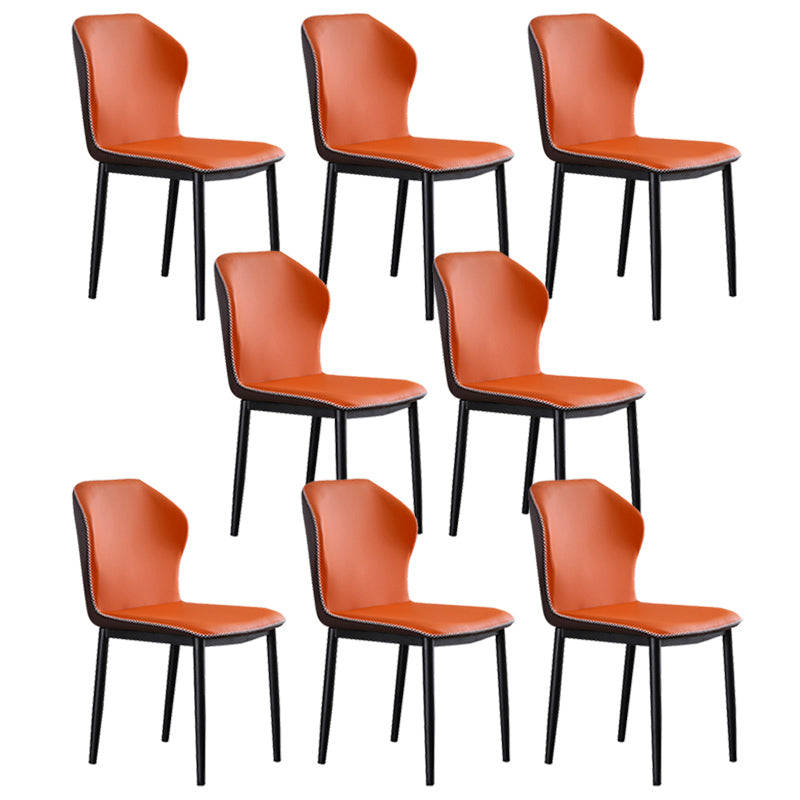 Contemporary Side Metal Frame Chair 17" Wide Parsons Dining Chair for Home Orange 8 Piece Set Clearhalo ' kitchen&dining_furn' 'Dining Chairs' 'Dining Tables & Seating' 'dining_chair' 'furn' 'furn_dining_chair' 'Furniture' 'furniture_dining_chair' 'Kitchen & Dining Furniture' 'kitchen' 3671527
