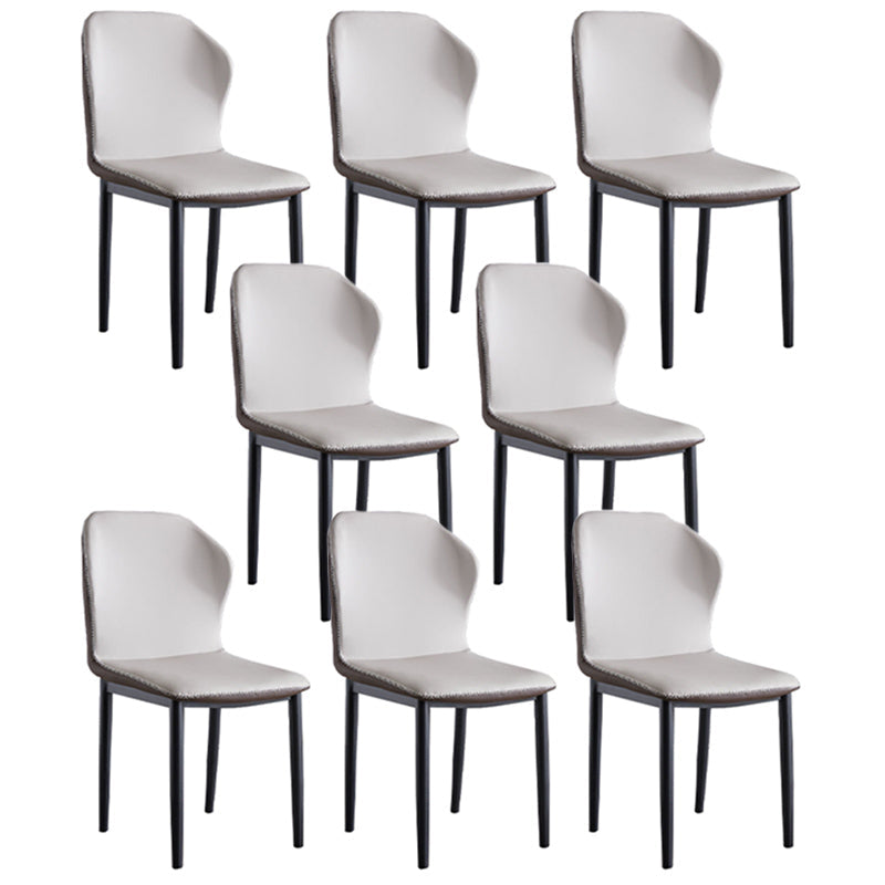 Contemporary Side Metal Frame Chair 17" Wide Parsons Dining Chair for Home Light Gray 8 Piece Set Clearhalo ' kitchen&dining_furn' 'Dining Chairs' 'Dining Tables & Seating' 'dining_chair' 'furn' 'furn_dining_chair' 'Furniture' 'furniture_dining_chair' 'Kitchen & Dining Furniture' 'kitchen' 3671531