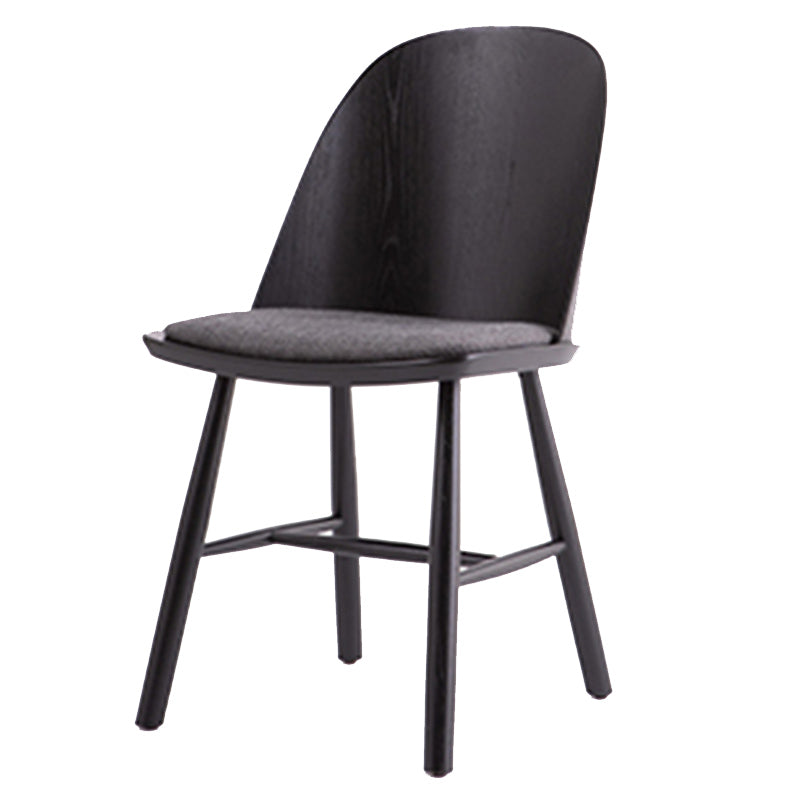 Glam Style Dining Chair Solid Wood Dining Room Side Chair with Wood Legs Textured Black 1 Piece Clearhalo ' kitchen&dining_furn' 'Dining Chairs' 'Dining Tables & Seating' 'dining_chair' 'Furniture' 'furniture_dining_chair' 'Kitchen & Dining Furniture' 'kitchen' 3671576