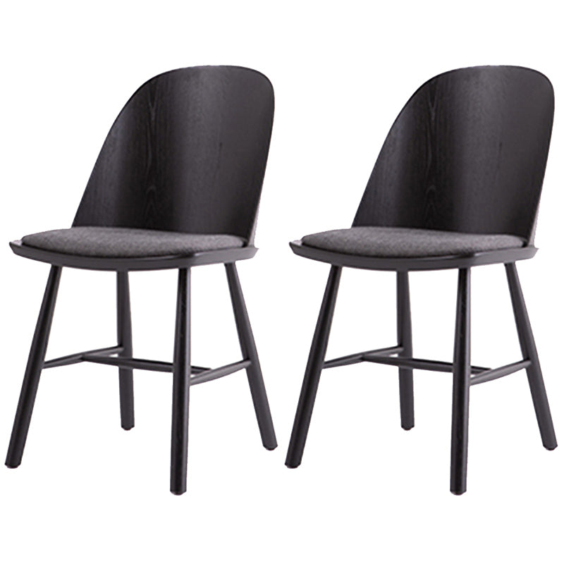 Glam Style Dining Chair Solid Wood Dining Room Side Chair with Wood Legs Textured Black Set of 2 Clearhalo ' kitchen&dining_furn' 'Dining Chairs' 'Dining Tables & Seating' 'dining_chair' 'Furniture' 'furniture_dining_chair' 'Kitchen & Dining Furniture' 'kitchen' 3671577