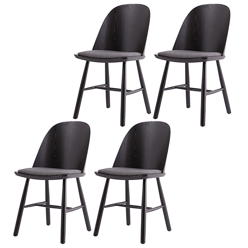 Glam Style Dining Chair Solid Wood Dining Room Side Chair with Wood Legs Textured Black Set of 4 Clearhalo ' kitchen&dining_furn' 'Dining Chairs' 'Dining Tables & Seating' 'dining_chair' 'Furniture' 'furniture_dining_chair' 'Kitchen & Dining Furniture' 'kitchen' 3671578
