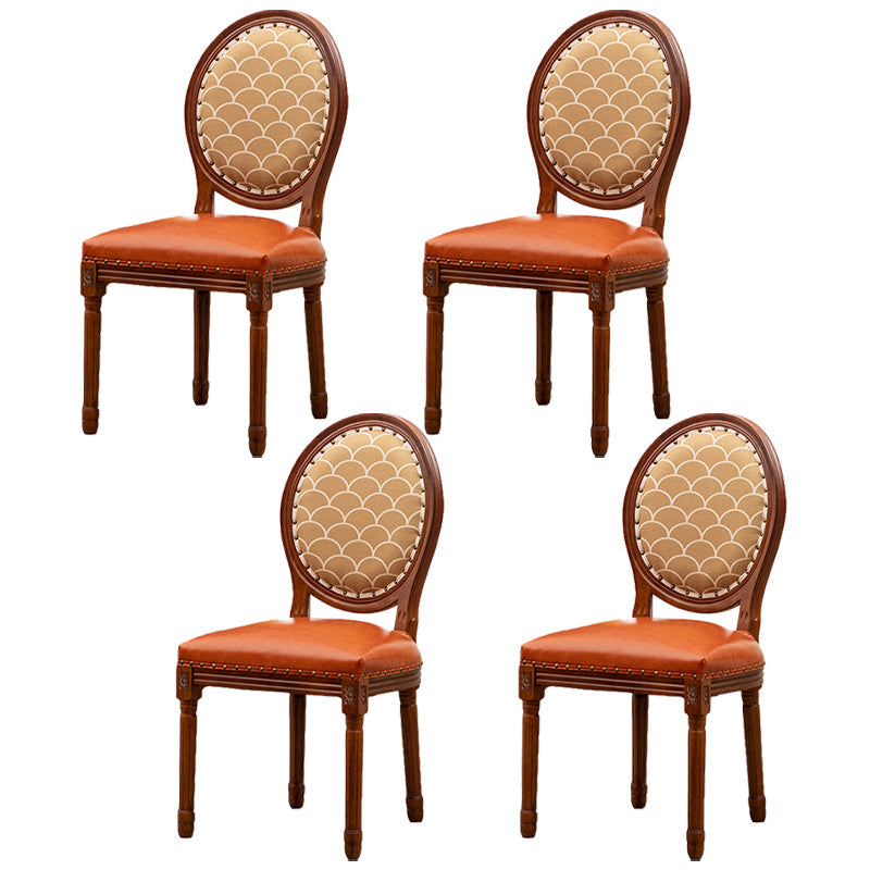Wooden Dining Side Chairs Victorian Style King Louis Back Side Chair, 20'' Wide Orange 4 Piece Set Clearhalo ' kitchen&dining_furn' 'Dining Chairs' 'Dining Tables & Seating' 'dining_chair' 'furn' 'furn_dining_chair' 'Furniture' 'furniture_dining_chair' 'Kitchen & Dining Furniture' 'kitchen' 3671589