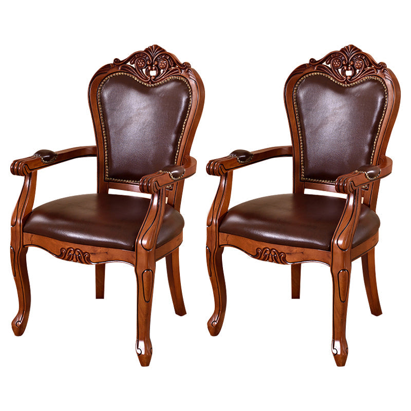 Leather High Back Dining Side Chair Kitchen Side Chair with Solid Wood Legs 2 Piece Set Clearhalo ' kitchen&dining_furn' 'Dining Chairs' 'Dining Tables & Seating' 'dining_chair' 'furn' 'furn_dining_chair' 'Furniture' 'furniture_dining_chair' 'Kitchen & Dining Furniture' 'kitchen' 3671609