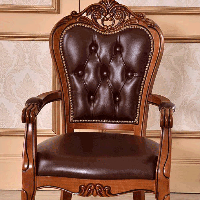 Leather High Back Dining Side Chair Kitchen Side Chair with Solid Wood Legs Clearhalo ' kitchen&dining_furn' 'Dining Chairs' 'Dining Tables & Seating' 'dining_chair' 'furn' 'furn_dining_chair' 'Furniture' 'furniture_dining_chair' 'Kitchen & Dining Furniture' 'kitchen' 3671614