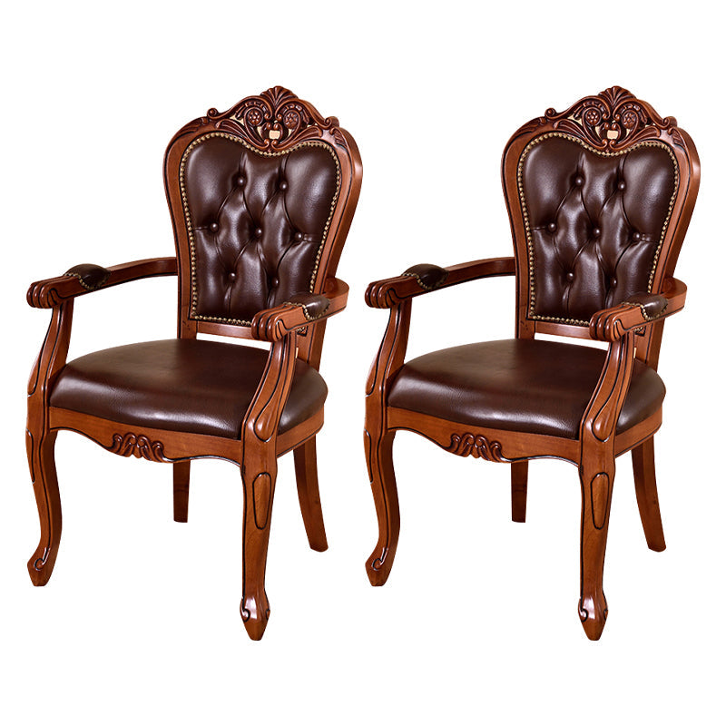Leather High Back Dining Side Chair Kitchen Side Chair with Solid Wood Legs 2 Piece Set Clearhalo ' kitchen&dining_furn' 'Dining Chairs' 'Dining Tables & Seating' 'dining_chair' 'furn' 'furn_dining_chair' 'Furniture' 'furniture_dining_chair' 'Kitchen & Dining Furniture' 'kitchen' 3671620
