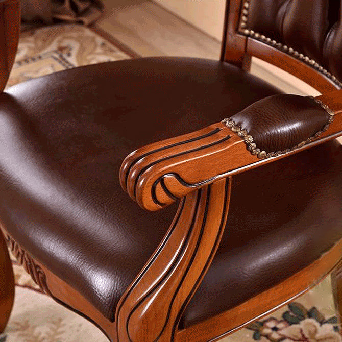 Leather High Back Dining Side Chair Kitchen Side Chair with Solid Wood Legs Clearhalo ' kitchen&dining_furn' 'Dining Chairs' 'Dining Tables & Seating' 'dining_chair' 'furn' 'furn_dining_chair' 'Furniture' 'furniture_dining_chair' 'Kitchen & Dining Furniture' 'kitchen' 3671621