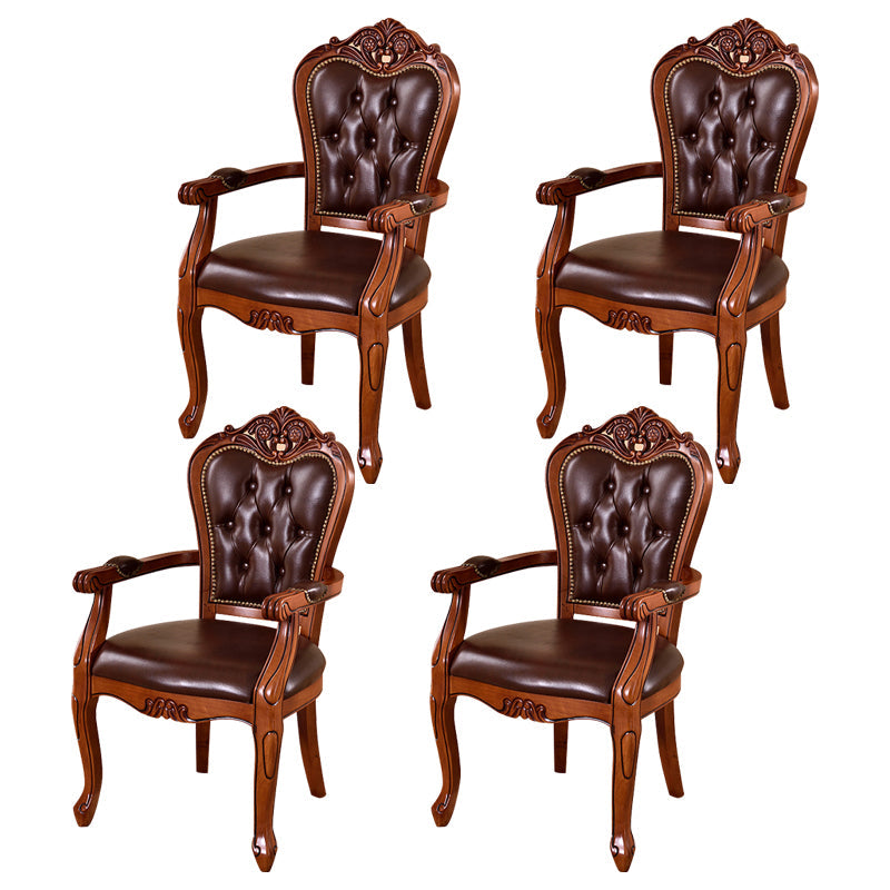 Leather High Back Dining Side Chair Kitchen Side Chair with Solid Wood Legs 4 Piece Set Clearhalo ' kitchen&dining_furn' 'Dining Chairs' 'Dining Tables & Seating' 'dining_chair' 'furn' 'furn_dining_chair' 'Furniture' 'furniture_dining_chair' 'Kitchen & Dining Furniture' 'kitchen' 3671622