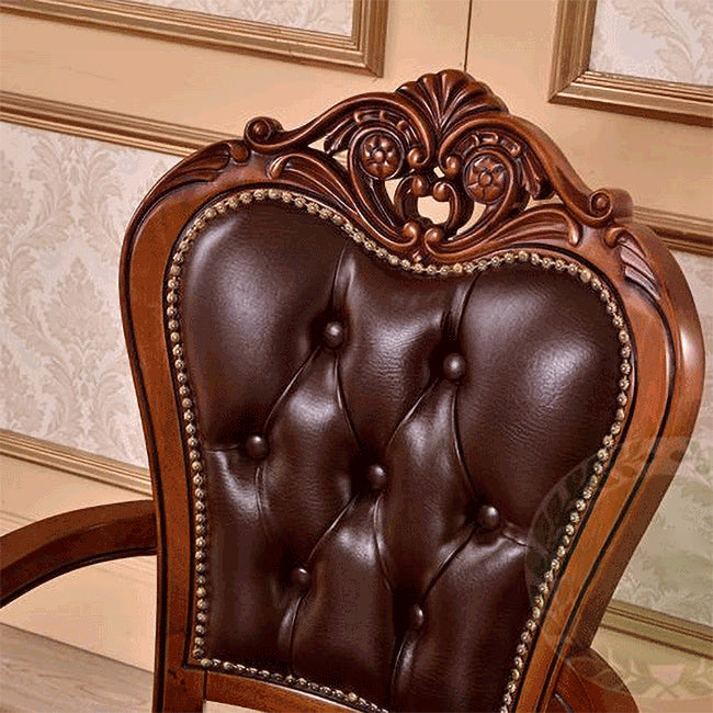 Leather High Back Dining Side Chair Kitchen Side Chair with Solid Wood Legs Clearhalo ' kitchen&dining_furn' 'Dining Chairs' 'Dining Tables & Seating' 'dining_chair' 'furn' 'furn_dining_chair' 'Furniture' 'furniture_dining_chair' 'Kitchen & Dining Furniture' 'kitchen' 3671623