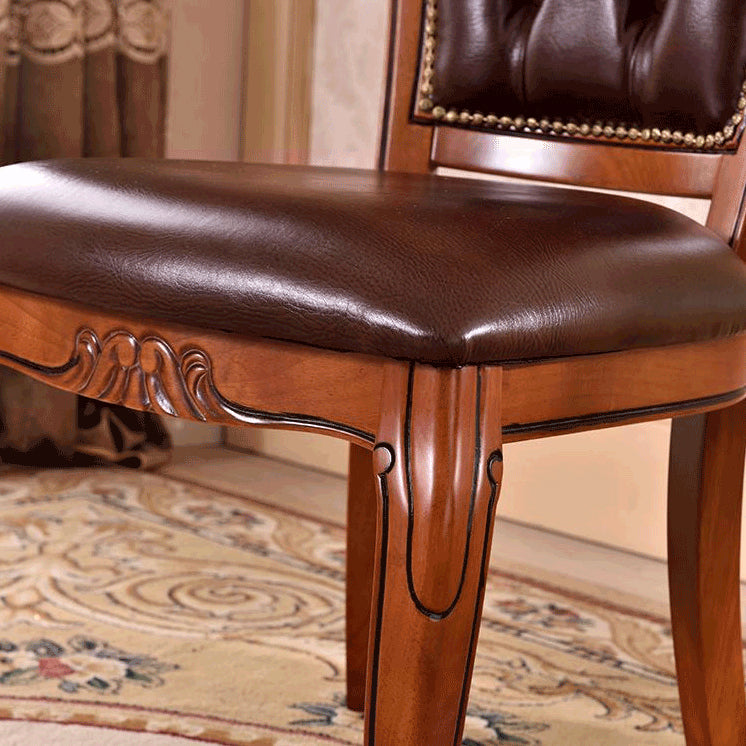 Leather High Back Dining Side Chair Kitchen Side Chair with Solid Wood Legs Clearhalo ' kitchen&dining_furn' 'Dining Chairs' 'Dining Tables & Seating' 'dining_chair' 'furn' 'furn_dining_chair' 'Furniture' 'furniture_dining_chair' 'Kitchen & Dining Furniture' 'kitchen' 3671625