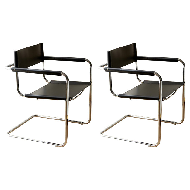 Industrial Style Metal Cantilever Arm Side Chair Open Back Dining Side Chair for Home Black 2 Piece Set Clearhalo ' kitchen&dining_furn' 'Dining Chairs' 'Dining Tables & Seating' 'dining_chair' 'furn' 'furn_dining_chair' 'Furniture' 'furniture_dining_chair' 'Kitchen & Dining Furniture' 'kitchen' 3671629