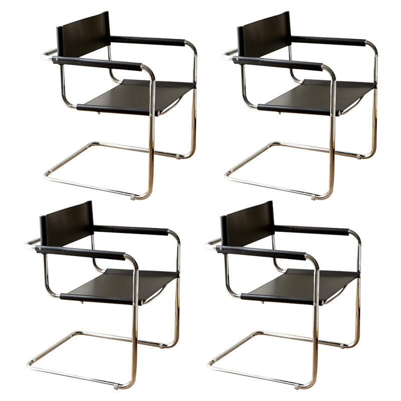 Industrial Style Metal Cantilever Arm Side Chair Open Back Dining Side Chair for Home Black 4 Piece Set Clearhalo ' kitchen&dining_furn' 'Dining Chairs' 'Dining Tables & Seating' 'dining_chair' 'furn' 'furn_dining_chair' 'Furniture' 'furniture_dining_chair' 'Kitchen & Dining Furniture' 'kitchen' 3671631