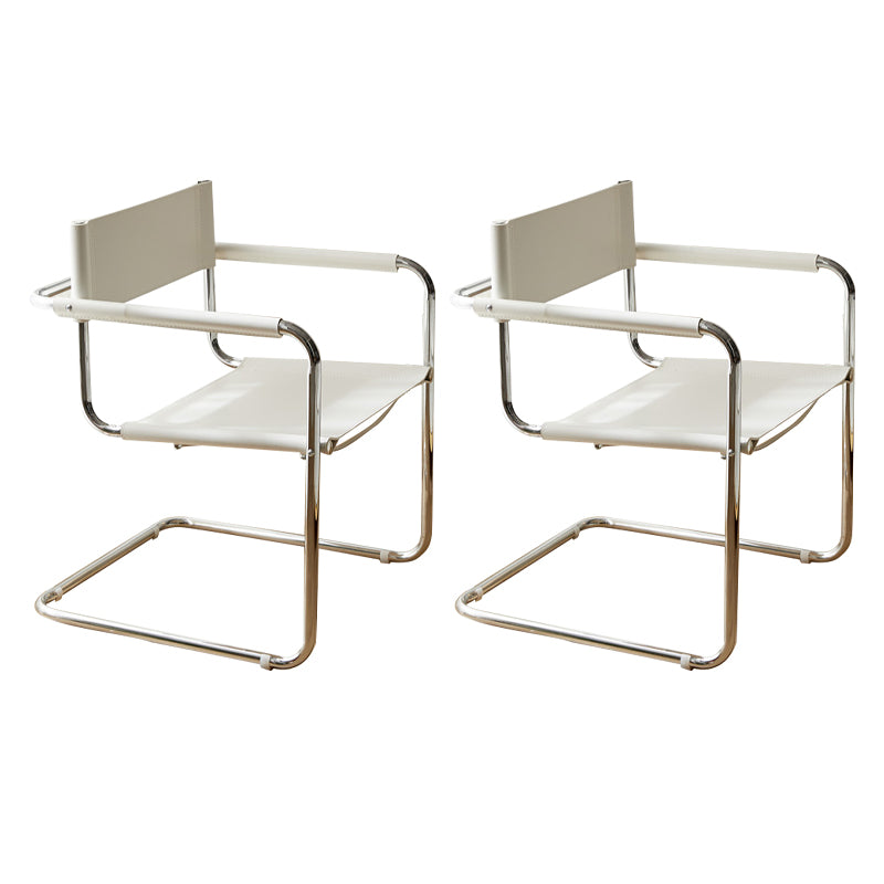 Industrial Style Metal Cantilever Arm Side Chair Open Back Dining Side Chair for Home White 2 Piece Set Clearhalo ' kitchen&dining_furn' 'Dining Chairs' 'Dining Tables & Seating' 'dining_chair' 'furn' 'furn_dining_chair' 'Furniture' 'furniture_dining_chair' 'Kitchen & Dining Furniture' 'kitchen' 3671637