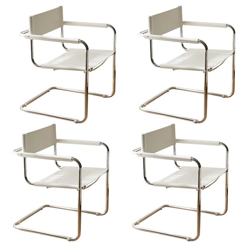 Industrial Style Metal Cantilever Arm Side Chair Open Back Dining Side Chair for Home White 4 Piece Set Clearhalo ' kitchen&dining_furn' 'Dining Chairs' 'Dining Tables & Seating' 'dining_chair' 'furn' 'furn_dining_chair' 'Furniture' 'furniture_dining_chair' 'Kitchen & Dining Furniture' 'kitchen' 3671639