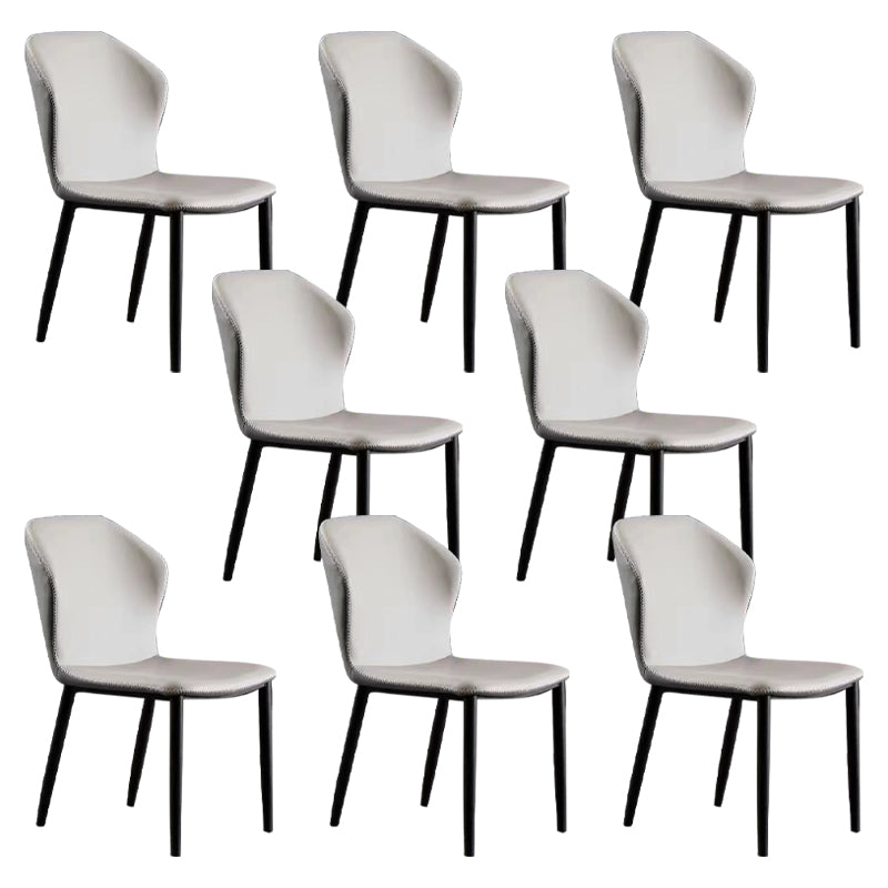Scandinavian Home Side Chair Indoor Wingback Metal Armless Dining Room Chair Light Gray 8 Piece Set Clearhalo ' kitchen&dining_furn' 'Dining Chairs' 'Dining Tables & Seating' 'dining_chair' 'furn' 'furn_dining_chair' 'Furniture' 'furniture_dining_chair' 'Kitchen & Dining Furniture' 'kitchen' 3671647