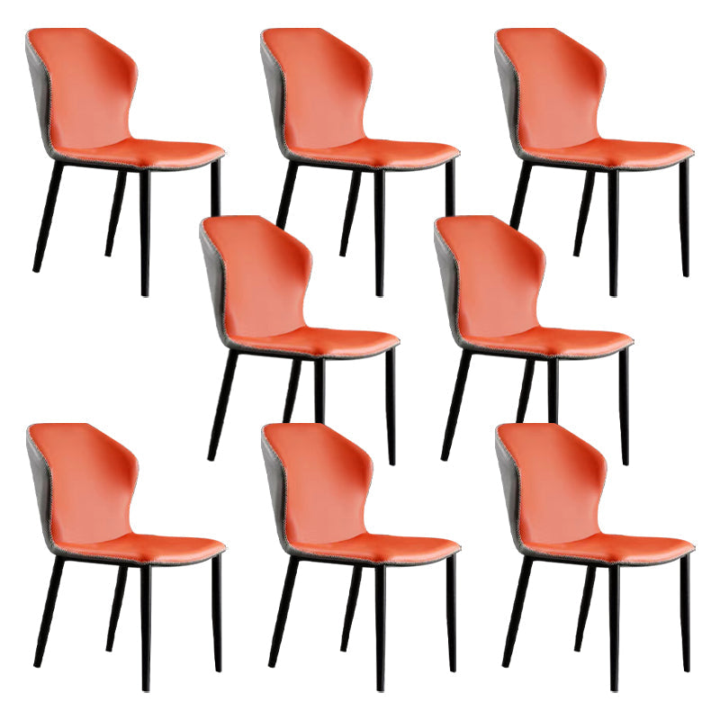 Scandinavian Home Side Chair Indoor Wingback Metal Armless Dining Room Chair Orange 8 Piece Set Clearhalo ' kitchen&dining_furn' 'Dining Chairs' 'Dining Tables & Seating' 'dining_chair' 'furn' 'furn_dining_chair' 'Furniture' 'furniture_dining_chair' 'Kitchen & Dining Furniture' 'kitchen' 3671651