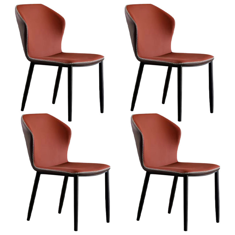 Scandinavian Home Side Chair Indoor Wingback Metal Armless Dining Room Chair Burgundy 4 Piece Set Clearhalo ' kitchen&dining_furn' 'Dining Chairs' 'Dining Tables & Seating' 'dining_chair' 'furn' 'furn_dining_chair' 'Furniture' 'furniture_dining_chair' 'Kitchen & Dining Furniture' 'kitchen' 3671660