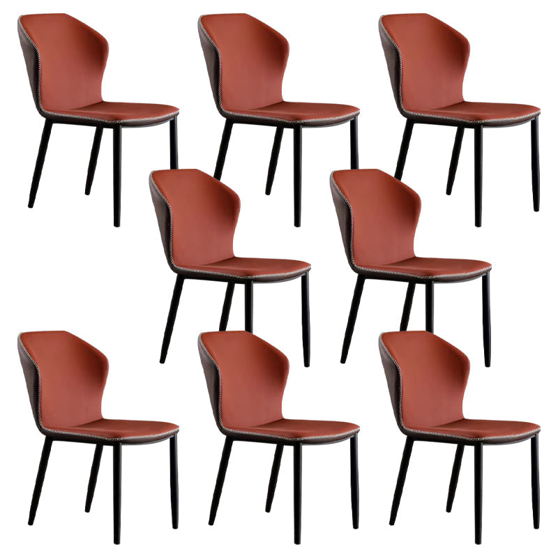 Scandinavian Home Side Chair Indoor Wingback Metal Armless Dining Room Chair Burgundy 8 Piece Set Clearhalo ' kitchen&dining_furn' 'Dining Chairs' 'Dining Tables & Seating' 'dining_chair' 'furn' 'furn_dining_chair' 'Furniture' 'furniture_dining_chair' 'Kitchen & Dining Furniture' 'kitchen' 3671662