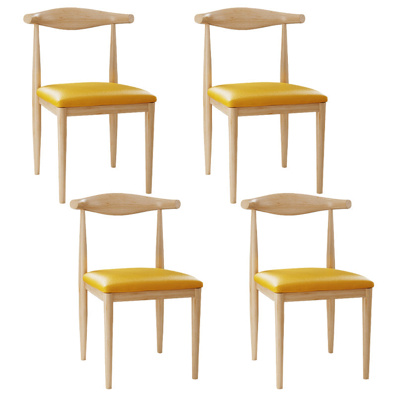 Scandinavian Side Chair Open Back Metal Upholstered Dining Room Chair for Home Yellow 4 Piece Set Natural Wood Clearhalo ' kitchen&dining_furn' 'Dining Chairs' 'Dining Tables & Seating' 'dining_chair' 'furn' 'furn_dining_chair' 'Furniture' 'furniture_dining_chair' 'Kitchen & Dining Furniture' 'kitchen' 3671685
