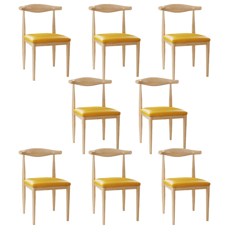 Scandinavian Side Chair Open Back Metal Upholstered Dining Room Chair for Home Yellow 8 Piece Set Natural Wood Clearhalo ' kitchen&dining_furn' 'Dining Chairs' 'Dining Tables & Seating' 'dining_chair' 'furn' 'furn_dining_chair' 'Furniture' 'furniture_dining_chair' 'Kitchen & Dining Furniture' 'kitchen' 3671687