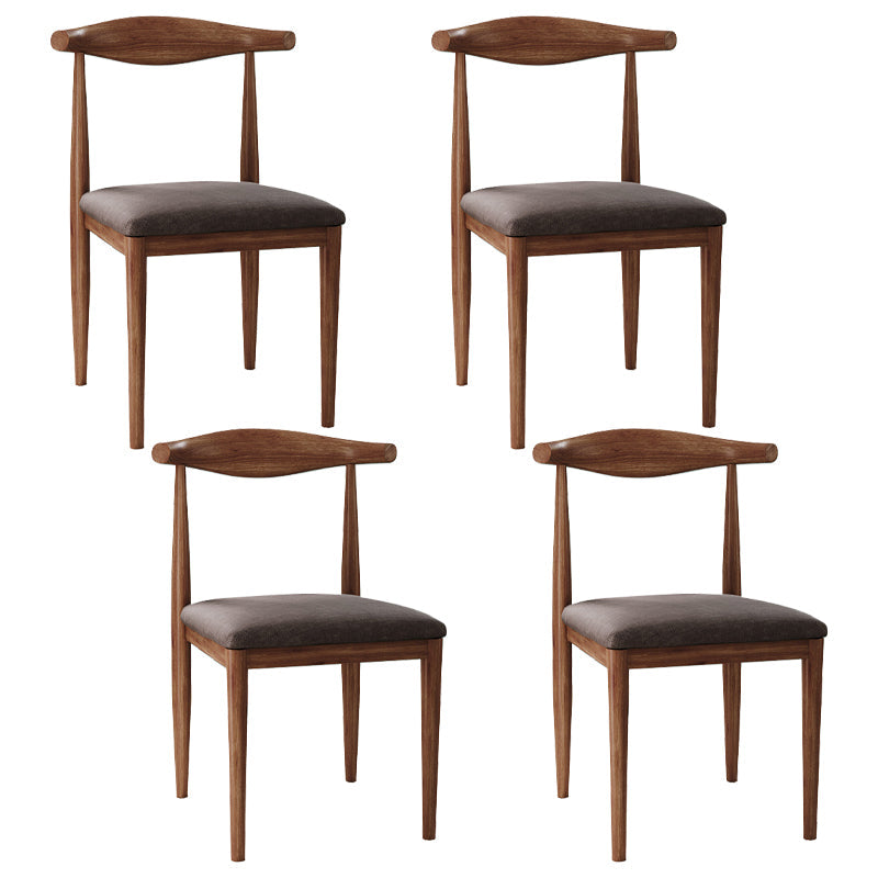 Scandinavian Side Chair Open Back Metal Upholstered Dining Room Chair for Home Brown 4 Piece Set Walnut Clearhalo ' kitchen&dining_furn' 'Dining Chairs' 'Dining Tables & Seating' 'dining_chair' 'furn' 'furn_dining_chair' 'Furniture' 'furniture_dining_chair' 'Kitchen & Dining Furniture' 'kitchen' 3671692