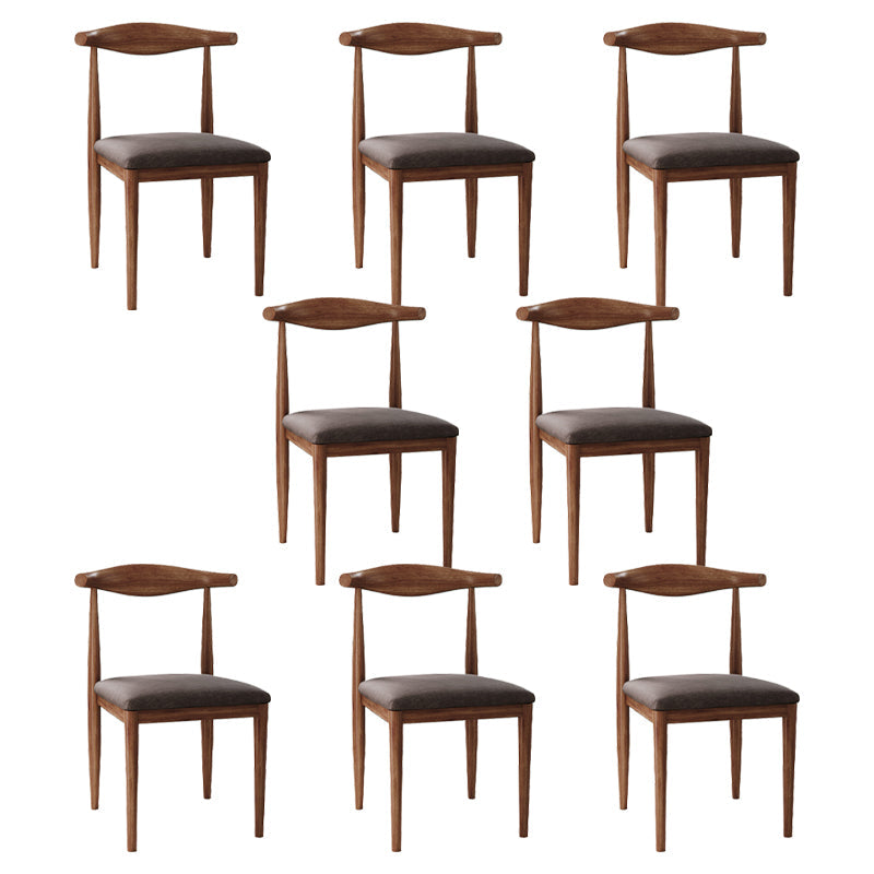 Scandinavian Side Chair Open Back Metal Upholstered Dining Room Chair for Home Brown 8 Piece Set Walnut Clearhalo ' kitchen&dining_furn' 'Dining Chairs' 'Dining Tables & Seating' 'dining_chair' 'furn' 'furn_dining_chair' 'Furniture' 'furniture_dining_chair' 'Kitchen & Dining Furniture' 'kitchen' 3671693