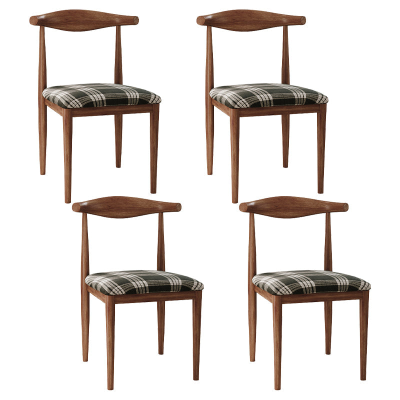 Scandinavian Side Chair Open Back Metal Upholstered Dining Room Chair for Home Black White 4 Piece Set Walnut Clearhalo ' kitchen&dining_furn' 'Dining Chairs' 'Dining Tables & Seating' 'dining_chair' 'furn' 'furn_dining_chair' 'Furniture' 'furniture_dining_chair' 'Kitchen & Dining Furniture' 'kitchen' 3671694
