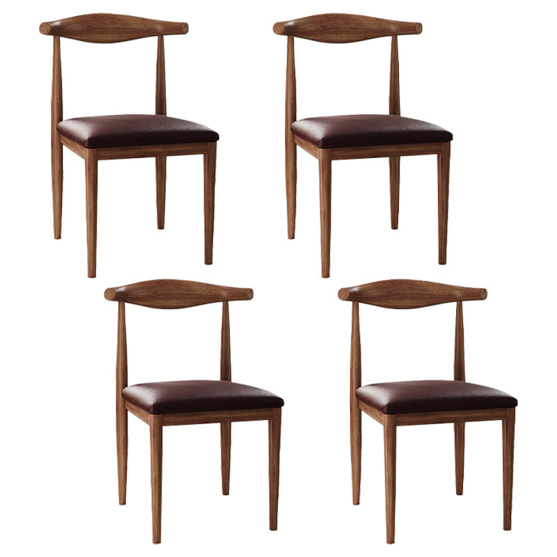 Scandinavian Side Chair Open Back Metal Upholstered Dining Room Chair for Home Dark Brown 4 Piece Set Walnut Clearhalo ' kitchen&dining_furn' 'Dining Chairs' 'Dining Tables & Seating' 'dining_chair' 'furn' 'furn_dining_chair' 'Furniture' 'furniture_dining_chair' 'Kitchen & Dining Furniture' 'kitchen' 3671696