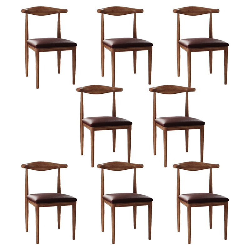 Scandinavian Side Chair Open Back Metal Upholstered Dining Room Chair for Home Dark Brown 8 Piece Set Walnut Clearhalo ' kitchen&dining_furn' 'Dining Chairs' 'Dining Tables & Seating' 'dining_chair' 'furn' 'furn_dining_chair' 'Furniture' 'furniture_dining_chair' 'Kitchen & Dining Furniture' 'kitchen' 3671697