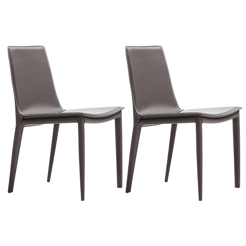 Glam Style Metal Dining Side Chairs Solid Back Armless Chair for Kitchen Dark Gray-Black 2 Piece Set Clearhalo ' kitchen&dining_furn' 'Dining Chairs' 'Dining Tables & Seating' 'dining_chair' 'furn' 'furn_dining_chair' 'Furniture' 'furniture_dining_chair' 'Kitchen & Dining Furniture' 'kitchen' 3671699
