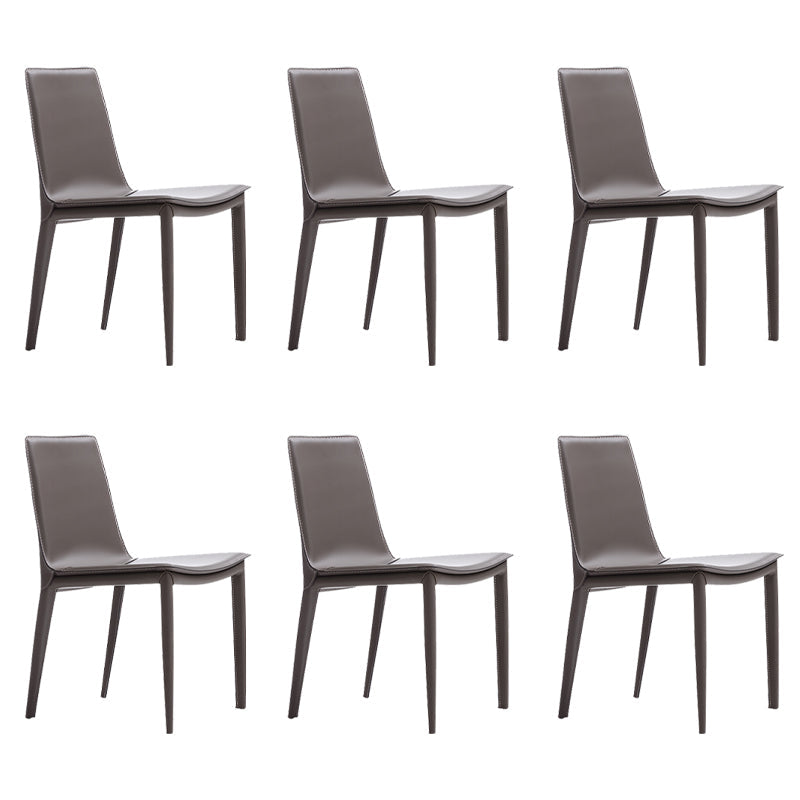 Glam Style Metal Dining Side Chairs Solid Back Armless Chair for Kitchen Dark Gray-Black 6 Piece Set Clearhalo ' kitchen&dining_furn' 'Dining Chairs' 'Dining Tables & Seating' 'dining_chair' 'furn' 'furn_dining_chair' 'Furniture' 'furniture_dining_chair' 'Kitchen & Dining Furniture' 'kitchen' 3671702