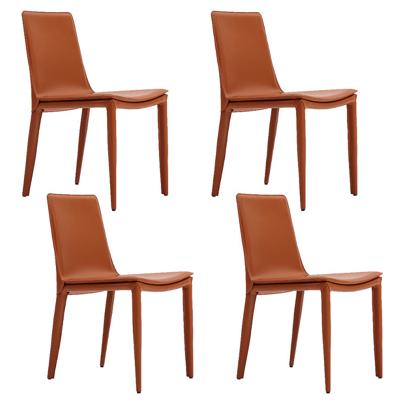 Glam Style Metal Dining Side Chairs Solid Back Armless Chair for Kitchen Orange 4 Piece Set Clearhalo ' kitchen&dining_furn' 'Dining Chairs' 'Dining Tables & Seating' 'dining_chair' 'furn' 'furn_dining_chair' 'Furniture' 'furniture_dining_chair' 'Kitchen & Dining Furniture' 'kitchen' 3671706