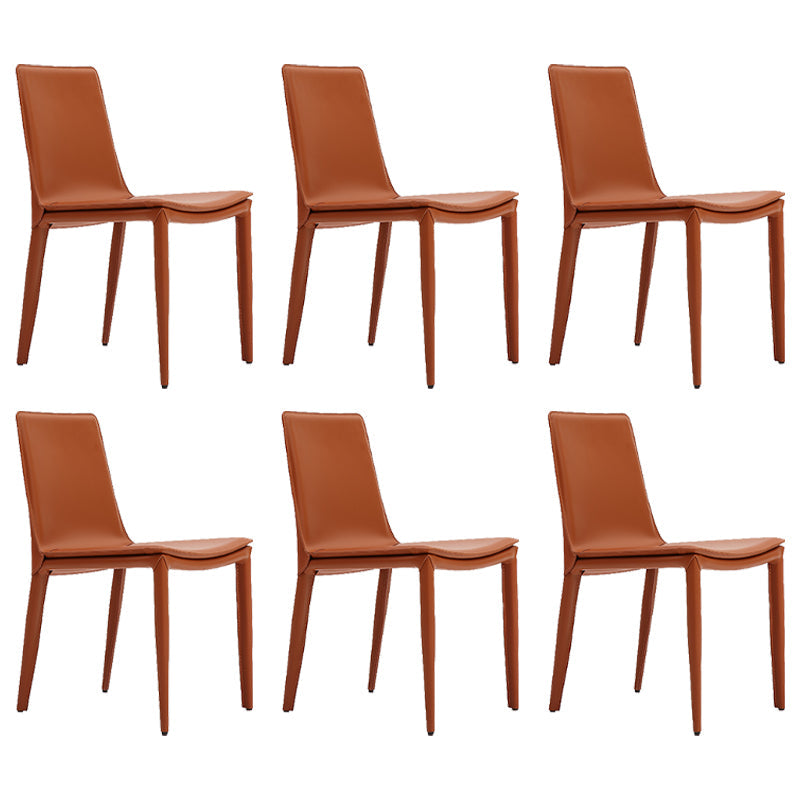 Glam Style Metal Dining Side Chairs Solid Back Armless Chair for Kitchen Orange 6 Piece Set Clearhalo ' kitchen&dining_furn' 'Dining Chairs' 'Dining Tables & Seating' 'dining_chair' 'furn' 'furn_dining_chair' 'Furniture' 'furniture_dining_chair' 'Kitchen & Dining Furniture' 'kitchen' 3671708