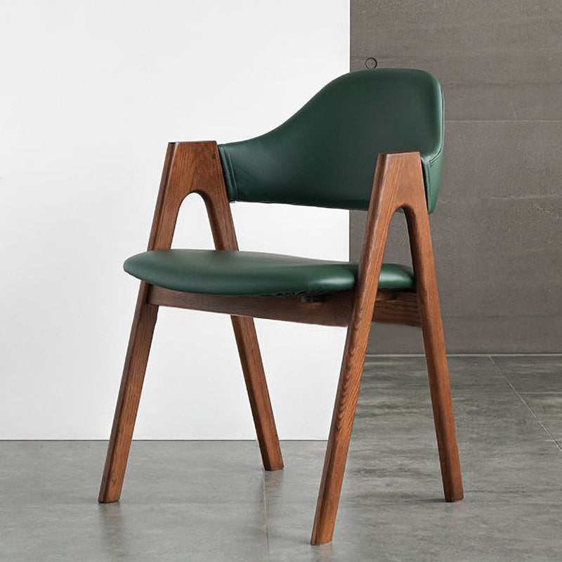 Glam Style Wood Dining Side Chair Faux Leather Open Back Arm Chairs for Home Use Blackish Green 1 Piece Clearhalo ' kitchen&dining_furn' 'Dining Chairs' 'Dining Tables & Seating' 'dining_chair' 'furn' 'furn_dining_chair' 'Furniture' 'furniture_dining_chair' 'Kitchen & Dining Furniture' 'kitchen' 3671716
