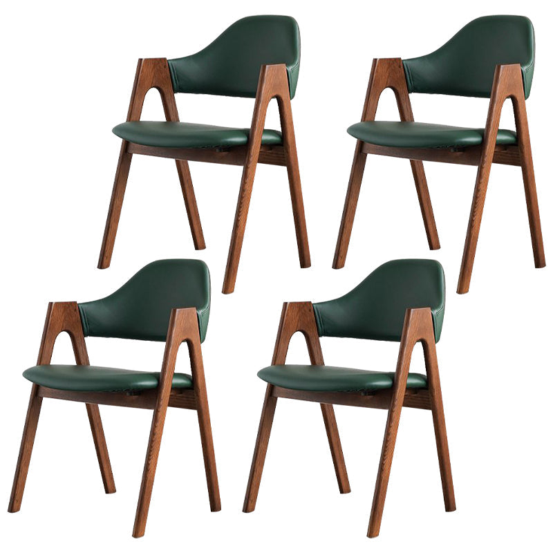 Glam Style Wood Dining Side Chair Faux Leather Open Back Arm Chairs for Home Use Blackish Green 4 Piece Set Clearhalo ' kitchen&dining_furn' 'Dining Chairs' 'Dining Tables & Seating' 'dining_chair' 'furn' 'furn_dining_chair' 'Furniture' 'furniture_dining_chair' 'Kitchen & Dining Furniture' 'kitchen' 3671719