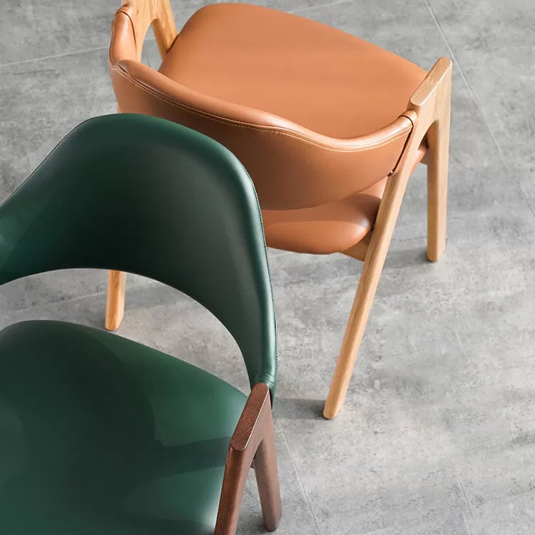 Glam Style Wood Dining Side Chair Faux Leather Open Back Arm Chairs for Home Use Clearhalo ' kitchen&dining_furn' 'Dining Chairs' 'Dining Tables & Seating' 'dining_chair' 'furn' 'furn_dining_chair' 'Furniture' 'furniture_dining_chair' 'Kitchen & Dining Furniture' 'kitchen' 3671721