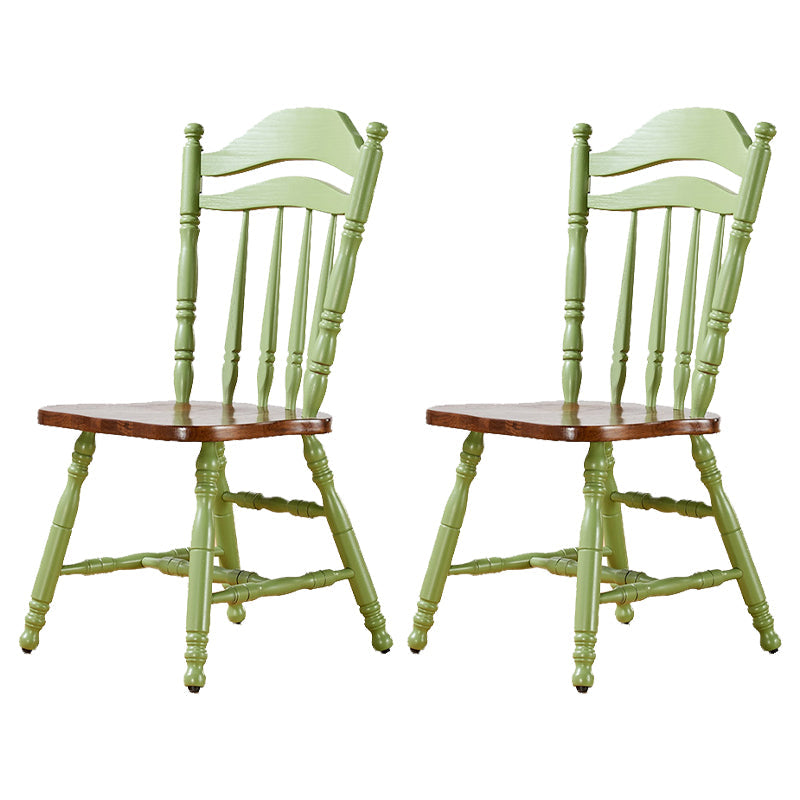 Country Solid Wood Square Dining Chair Slat Back Dining Side Armless Chair Green 2 Piece Set Clearhalo ' kitchen&dining_furn' 'Dining Chairs' 'Dining Tables & Seating' 'dining_chair' 'furn' 'furn_dining_chair' 'Furniture' 'furniture_dining_chair' 'Kitchen & Dining Furniture' 'kitchen' 3671726